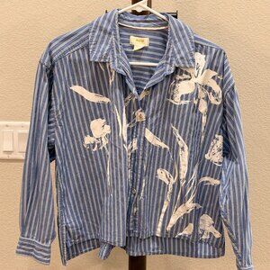 Maeve by Anthropologie Blue Striped Floral Button Down – XS